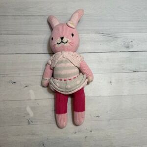 Cuddle + Kind Chloe the Bunny knit plush pink bunny small 13"‎